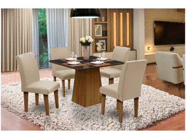 Conjunto de Mesa com 4 Cadeiras Estofadas - Dobuê Movelaria Florença