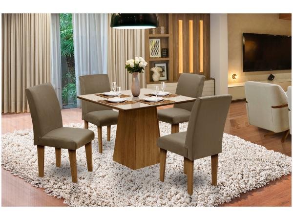 Conjunto de Mesa com 4 Cadeiras Estofadas - Dobuê Movelaria Florença