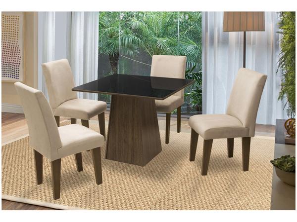 Conjunto de Mesa com 4 Cadeiras Estofadas - Dobuê Movelaria Florença