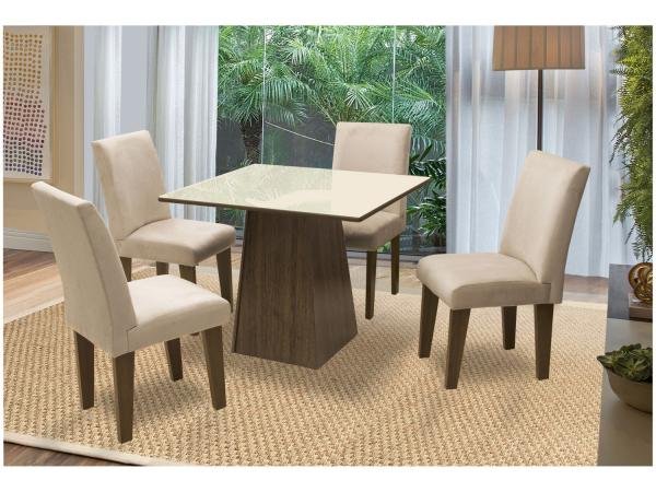 Conjunto de Mesa com 4 Cadeiras Estofadas - Dobuê Movelaria Florença