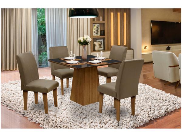 Conjunto de Mesa com 4 Cadeiras Estofadas - Dobuê Movelaria Florença