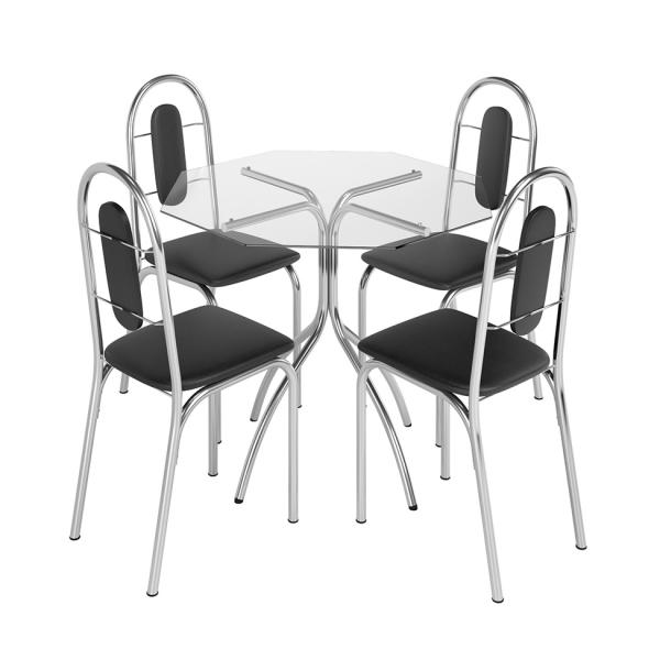 Conjunto de Mesa com 4 Cadeiras Estrela Aço Cromado - Brastubo