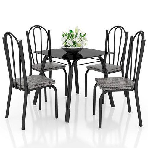 Conjunto de Mesa com 4 Cadeiras Lotus Preto - Artefamol