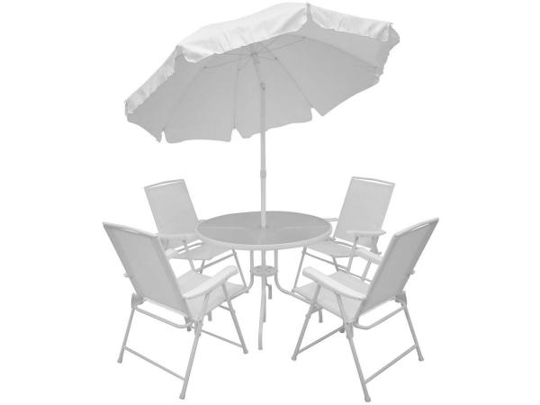 Conjunto de Mesa com 4 Cadeiras Malibu - e Guarda-Sol Articulável - Mor