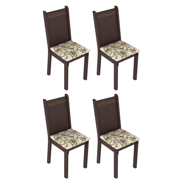 Conjunto de Mesa com 4 Cadeiras Rosie Tabaco e Lírio Bege - Madesa