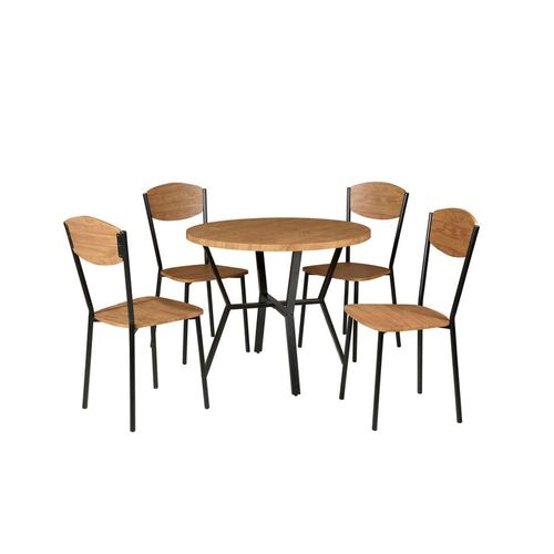 Conjunto de Mesa com 4 Cadeiras Valência Marrom e Preto