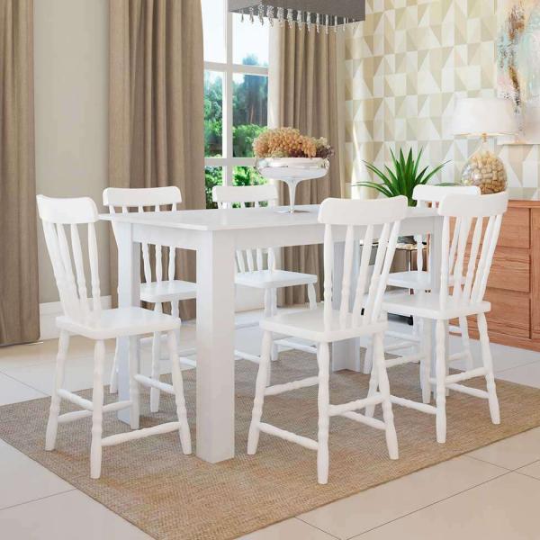 Conjunto de Mesa com 6 Cadeiras Dalas Branco - Mobly