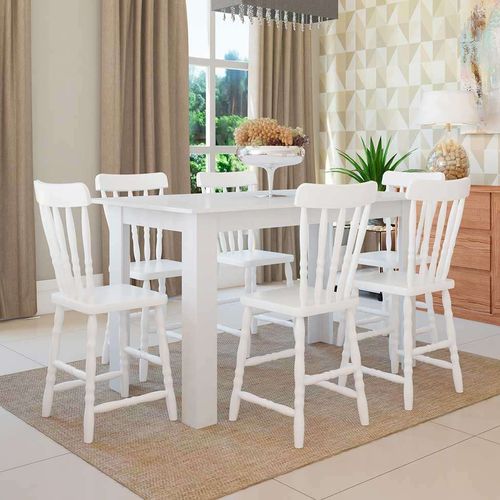 Conjunto de Mesa com 6 Cadeiras Dalas Branco