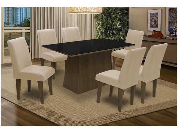 Conjunto de Mesa com 6 Cadeiras Estofadas - Dobuê Movelaria Florença