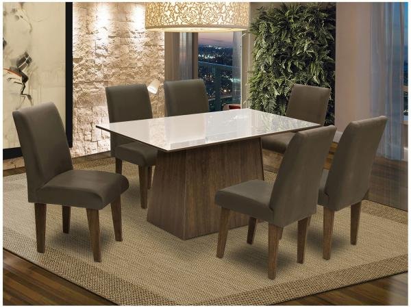 Conjunto de Mesa com 6 Cadeiras Estofadas - Dobuê Movelaria Florença