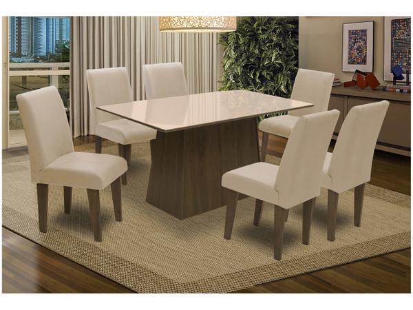 Conjunto de Mesa com 6 Cadeiras Estofadas - Dobuê Movelaria Florença