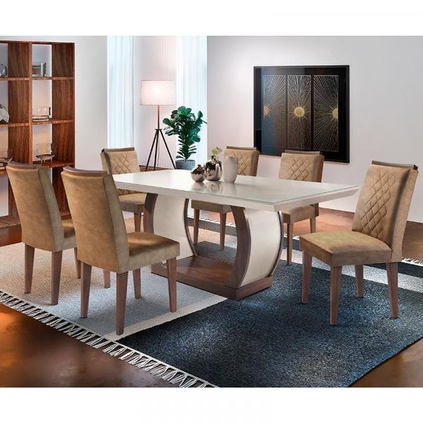 Conjunto de Mesa com 6 Cadeiras Jade-Rufato