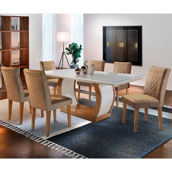 Conjunto de Mesa com 6 Cadeiras Jade-Rufato