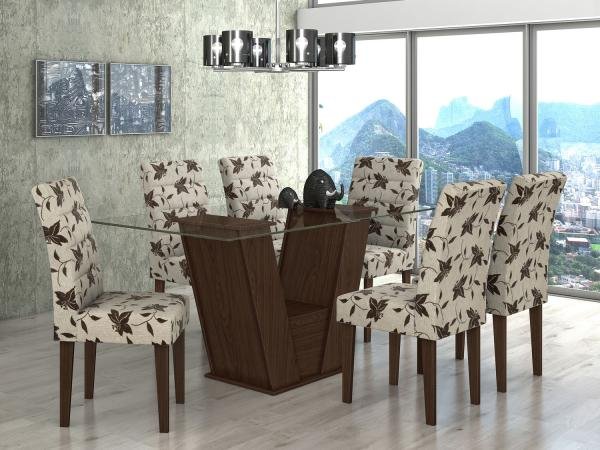 Conjunto de Mesa com 6 Cadeiras Lopas - Fiorella