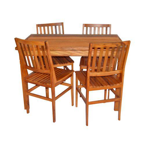 Conjunto de Mesa de Jantar 1,20 X 0,75 M com 4 Cadeiras Cambury em Madeira de Demolição