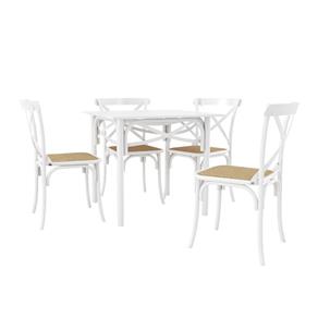 Conjunto de Mesa de Jantar com 4 Cadeiras e Tampo de Madeira Katrina - Preto