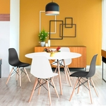 Conjunto de Mesa de Jantar com 4 Cadeiras Eames Eiffel Branco e Preto