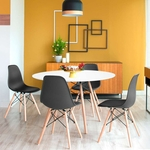 Conjunto De Mesa De Jantar Com 4 Cadeiras Eames Eiffel I Branco E Preto