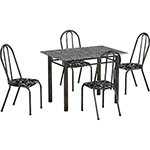 Tudo sobre 'Conjunto de Mesa de Jantar Genebra com 4 Cadeiras Alicante Preto Dourado/Preto Floral Corano - Fabone'