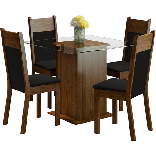 Tudo sobre 'Conjunto de Mesa de Jantar Isis Rustic com 4 Cadeiras Isis Rustic/Preto - Madesa'