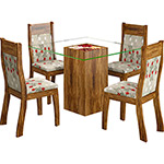 Conjunto de Mesa de Jantar Suica com 4 Cadeiras Avelã/Floral Cravo - Viero Moveis