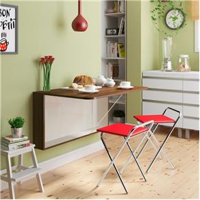 Conjunto de Mesa Dobrável com 2 Bancos - VERMELHO