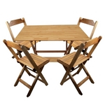 Conjunto de Mesa e 4 Cadeiras Dobráveis de Madeira 120x70cm Natural - Restaurante Shop