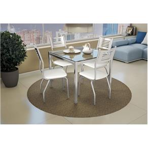 Conjunto de Mesa e Cadeiras Crome Cromado com Tecido Kappesberg - Branco