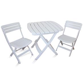 Conjunto de Mesa e 2 Cadeiras Plásticas Dobrável Branca - Antares - Branco