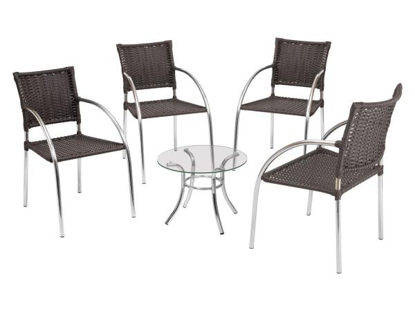 Conjunto de Mesa para Jardim/Área Externa Alumínio - com 4 Cadeiras Alegro Móveis ACJMC119151