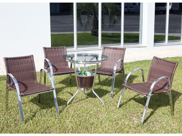 Conjunto de Mesa para Jardim com 4 Cadeiras - Alegro Móveis ACJMB400C319
