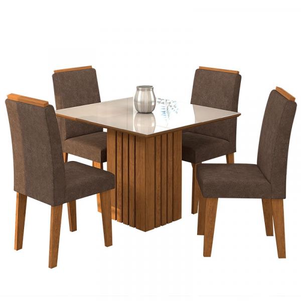 Conjunto de Mesa para Sala de Jantar Ana com 4 Cadeiras Milena-Cimol