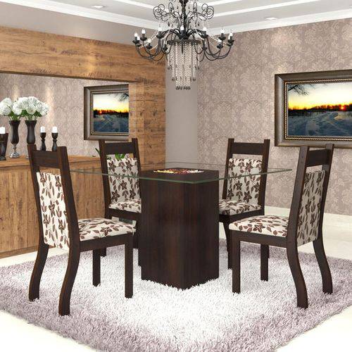 Tudo sobre 'Conjunto de Mesa para Sala de Jantar Dubai com 4 Cadeiras Jady Nogueira/Brownie'