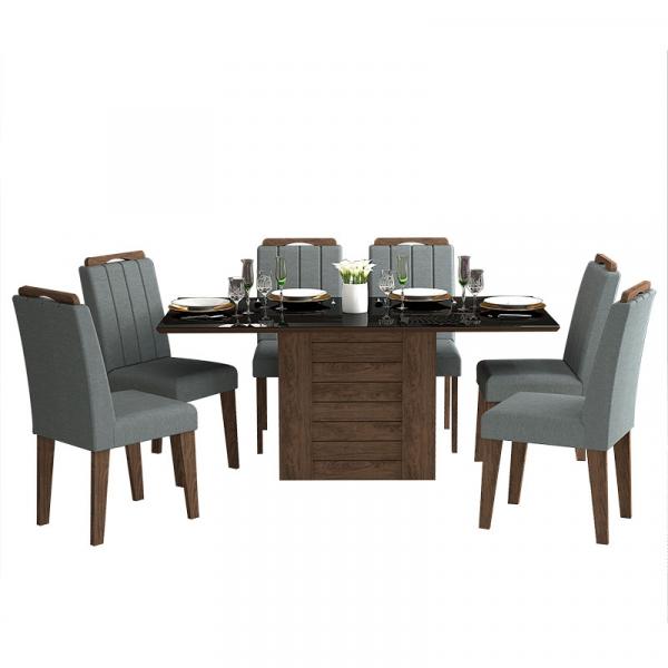 Conjunto de Mesa para Sala de Jantar Rafaela com 6 Cadeiras Elisa-Cimol