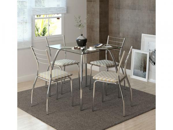 Conjunto de Mesa Tampo de Vidro com 4 Cadeiras - Móveis Carraro Casual