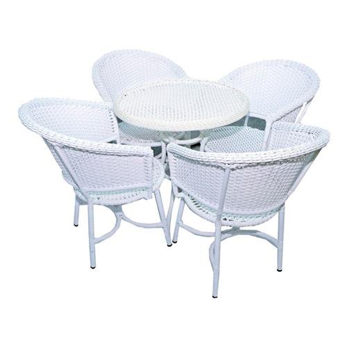 Conjunto de Mesa Turiaçu Branca com 4 Poltronas Mta 003 - Orla do Vime