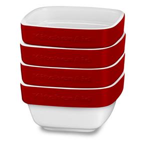 Conjunto de Pote Cerâmico Ramekin com 4 Peças Quadrado Vermelho KI764AXONA - KitchenAid