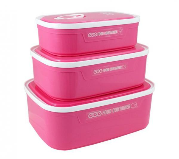 Conjunto de Potes para Alimentos com 3 Peças - Pink - Jacki Design