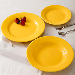 Conjunto de Pratos Cerâmica 18 Peças Amarelo - La Cuisine