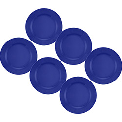 Conjunto de Pratos Rasos 24cm 6 Peças Donna Azul - Biona