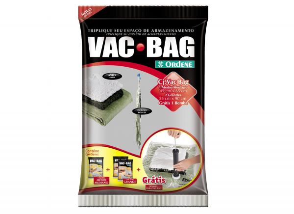 Conjunto de Sacos para Armazenagem à Vácuo + Bomba Plástica Vac Bag Ordene - ORD 014