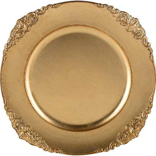 Conjunto de Sousplat de Plástico Dourado 35cm Provençal 6 Peças - Rojemac