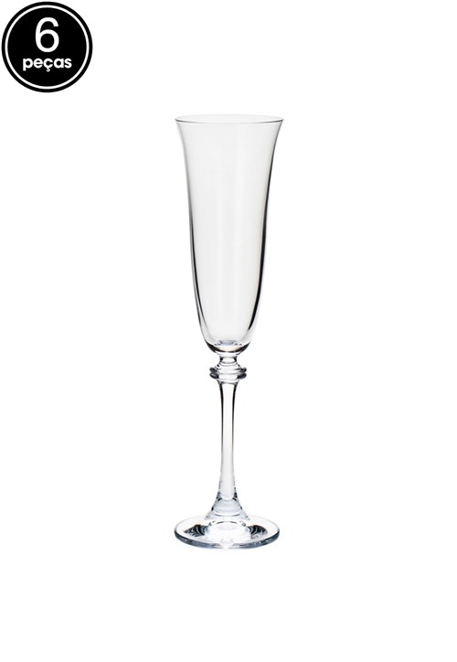 Conjunto de Taças 6pçs Bohemia para Champagne de Cristal Alexandra Asio Incolor