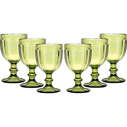 Conjunto de Taças de Vidro para Água Pricilla Verde 340ml 6 Peças - Rojemac