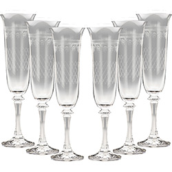 Conjunto de Taças para Champagne Kleopatra Pantografada 175ml Cristalina 6 Peças - Rojemac