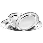 Conjunto de Travessas de Inox Oval 03 Peças Gourmet Casa