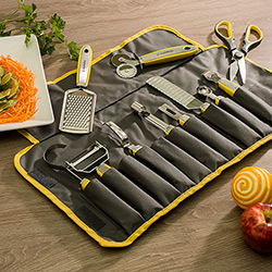 Conjunto de Utensílios Aço Inox 11 Peças Inventare Amarelo - La Cuisine Premium