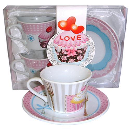 Conjunto de Xícara para Café 4 Peças Cupcake Bilho Diamante