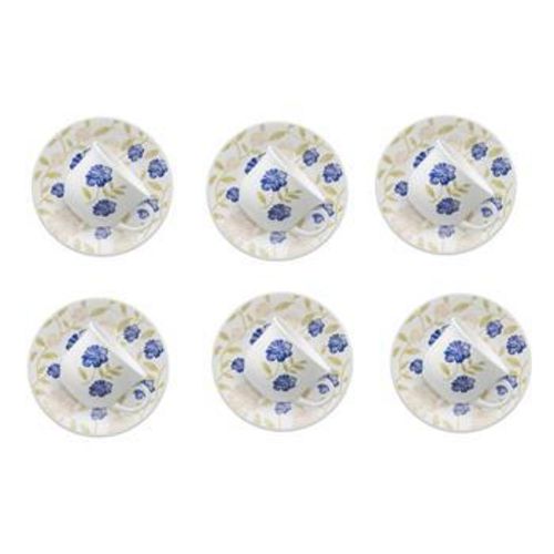 Conjunto de Xícaras para Chá Oxford Biona com Pires em Cerâmica 200ml Azul – 6 Peças