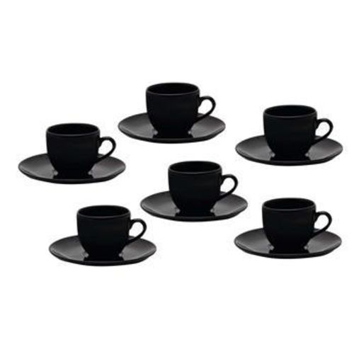 Conjunto de Xícaras para Chá Oxford Porcelanas Coup Black em Porcelana EM21-4924 - 6 Peças